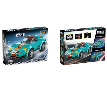 Joc de construit 2 in 1 masina de curse pull back si robot, 196 piese [3]