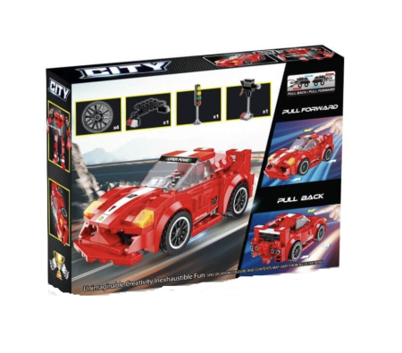 Joc de construit 2 in 1 masina de curse pull back si robot, 211 piese [5]