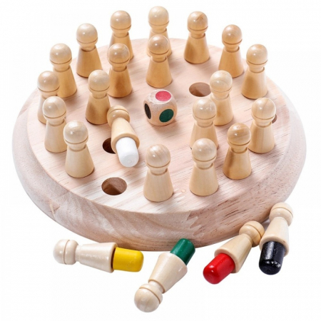Joc de memorie Memory Chess, cu 24 pini, din lemn [4]