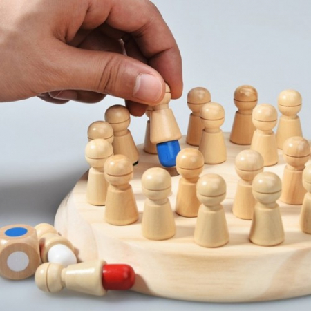 Joc de memorie Memory Chess, cu 24 pini, din lemn [2]