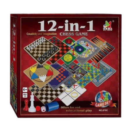 Jocuri de societate - Board Games - Jocuri de societate 12 in 1, set multifunctional, 16 x 16 x 5 cm