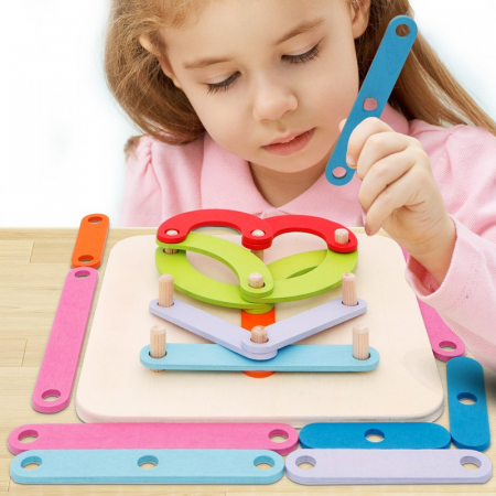 Joc din lemn Montessori Geoboard litere, cifre si culori [3]