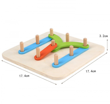 Joc din lemn Montessori Geoboard litere, cifre si culori [4]