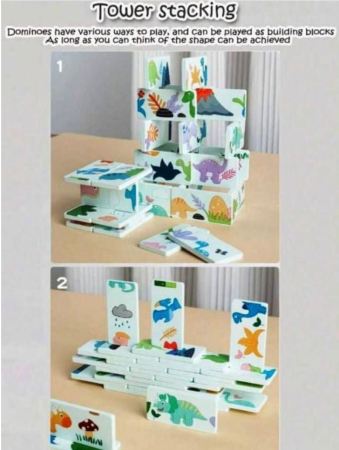 Joc Domino 28 piese cu Dinozauri, din lemn [5]