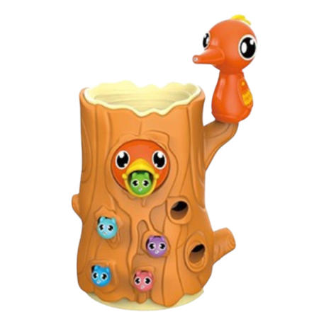 Jucarii interactive - Joc educativ magnetic – Pasarea hraneste puiul, cu 10 viermi colorati