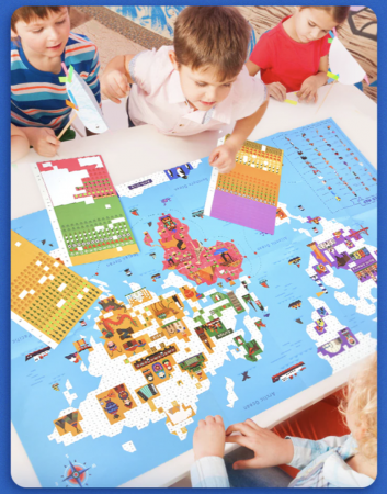 Joc educativ Poster Harta Lumii cu stickere pe numere [3]