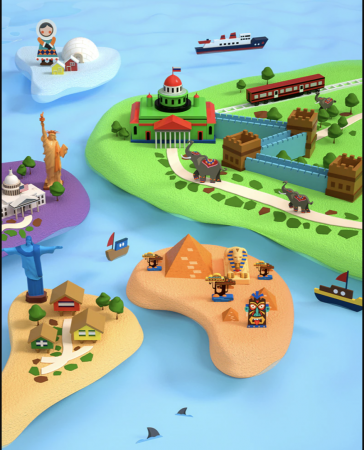 Joc educativ Poster Harta Lumii cu stickere pe numere [5]