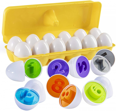 Carti educative, de colorat - Joc educativ Set 12 oua de potrivit cu cifre