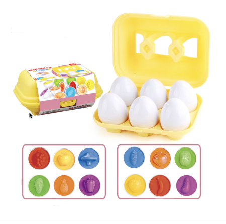 Jocuri si Jucarii - Joc educativ Set 6 oua de potrivit cu forme geometrice - Copie