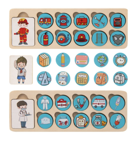Joc educativ tip Puzzle din lemn – Asociaza meseria cu obiectele [3]