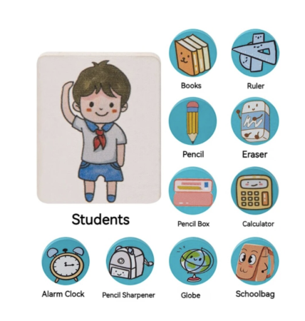 Joc educativ tip Puzzle din lemn – Asociaza meseria cu obiectele [7]