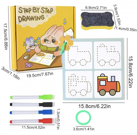 Set 30 cartonase reutilizabile pentru desenat Pas cu Pas [6]