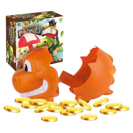 Jocuri si Jucarii - Joc interactiv Dinozaur Money Pot, cu monede si ciocan, 2-4 jucatori, 4+