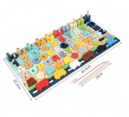 Joc Logarithmic Montessori 8 in 1, cu cifre, litere forme si vehicule, din lemn [13]
