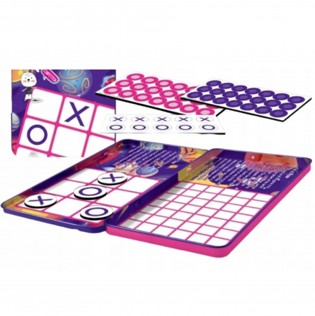 Jocuri educative, de logica, memorie - Joc magnetic in cutie metalica X si 0, Tic Tac Toe