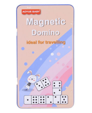 Jocuri educative, de logica, memorie - Joc magnetic in cutie metalica Domino