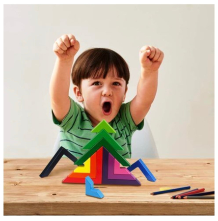 Joc Montessori 12 Piese Unghi Drept Curcubeu - Constructii Matematice, din lemn [5]