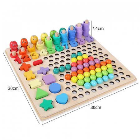 Joc Montessori 5 in 1 Logarithmic Plate Beads, din lemn [3]