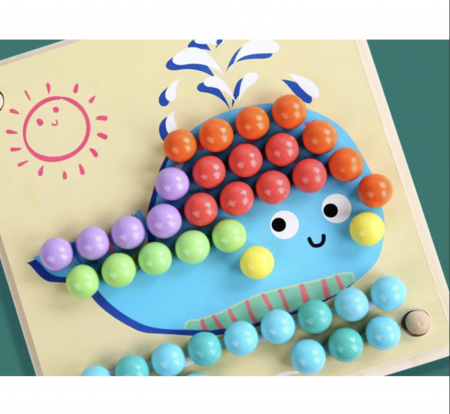 Joc Montessori Advanced Clip Beads, de indemanare si asociere culori cu bilute, din lemn [13]