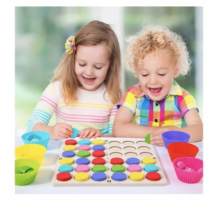 Joc Montessori cu jetoane colorate de logica, memorie si asociere simetrica [2]