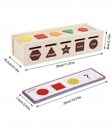 Joc Montessori Cutie de sortare culori si forme, 25 piese si 13 cartonase [4]