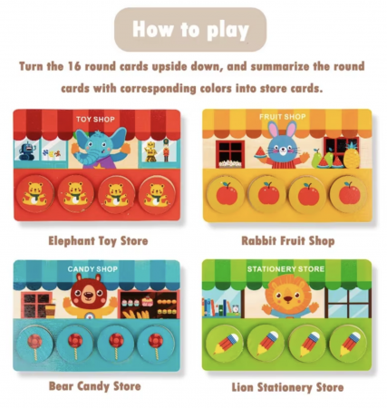 Joc Montessori de asociere si memorie Animal Supermarket, din lemn [5]