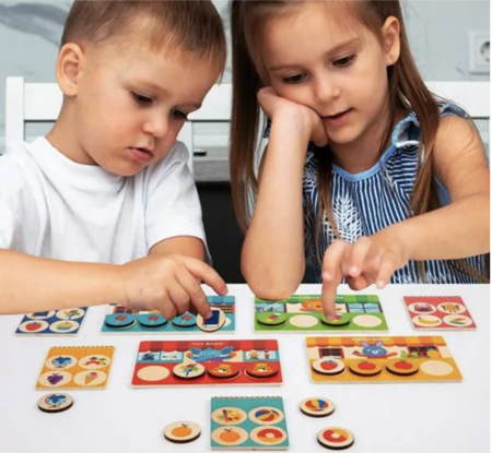 Joc Montessori de asociere si memorie Animal Supermarket, din lemn [2]