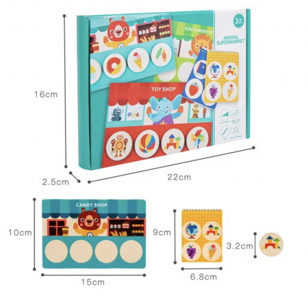 Joc Montessori de asociere si memorie Animal Supermarket, din lemn [6]