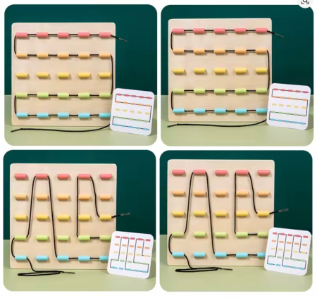 Joc Montessori de indemanare - Introdu Snurul prin Gauri [3]