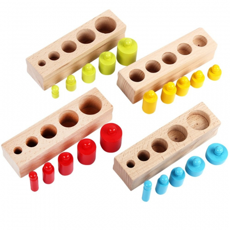 Joc Montessori de Invatare, 4 seturi cilindri color din lemn [2]