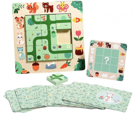 Jocuri si Jucarii - Joc Montessori de logica de tip Puzzle Gaseste Poteca, din lemn