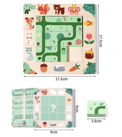 Joc Montessori de logica de tip Puzzle Gaseste Poteca, din lemn [6]