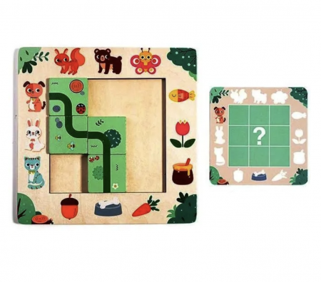 Joc Montessori de logica de tip Puzzle Gaseste Poteca, din lemn [4]