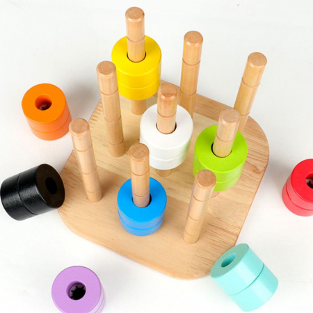 Joc Montessori de logica si perspectiva, 9 coloane, din lemn [8]
