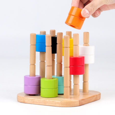 Joc Montessori de logica si perspectiva, 9 coloane, din lemn [5]