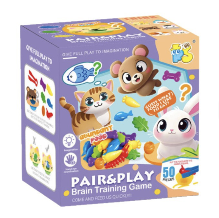 Joc Montessori de sortare culori cu piese silicon Hrana animalelor, 50 piese, 3 ani+ [10]