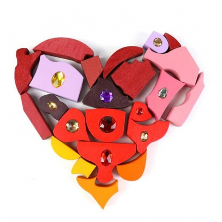 Joc Montessori Fairy Jumbo Rainbow, din lemn cu pietricele [2]