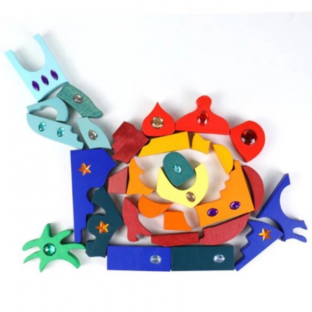 Joc Montessori Fairy Jumbo Rainbow, din lemn cu pietricele [6]