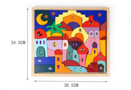 Joc Montessori Fairy Jumbo Rainbow, din lemn cu pietricele [10]