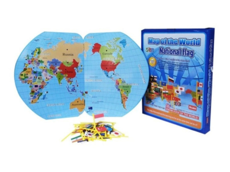 Joc Montessori Harta Lumii din Lemn cu 36 de Steaguri [2]