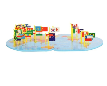 Joc Montessori Harta Lumii din Lemn cu 36 de Steaguri [3]