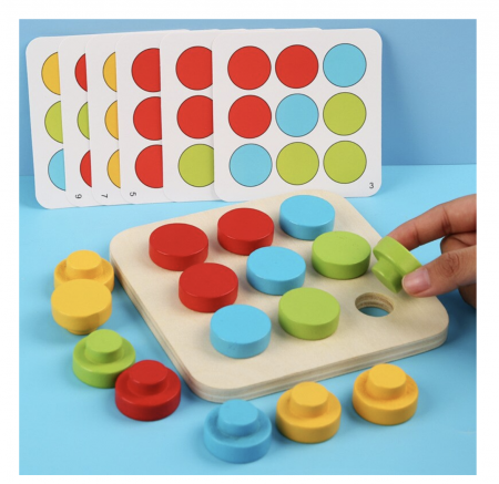 Joc Montessori mozaic cu butoni mari cu 16 piese, din lemn [2]