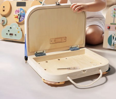 Joc Montessori Placa Busy Board Sisteme, dubla, cu 10 activitati, din lemn [2]