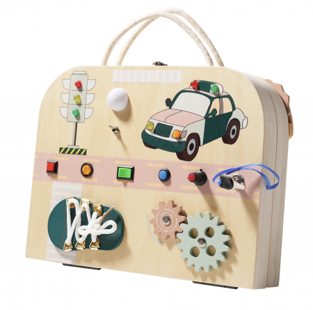 Joc Montessori Placa Busy Board Trafic, dubla, cu 8 activitati, din lemn [8]