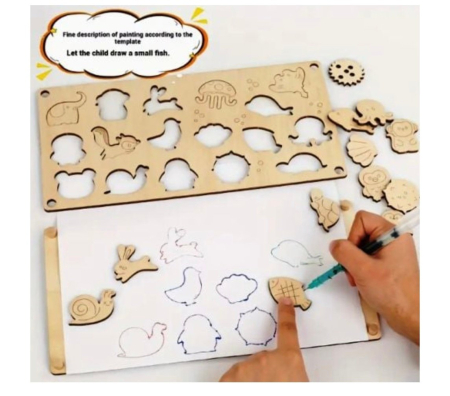 Jocuri si Jucarii - Joc Montessori Sabloane pentru Desen, din lemn