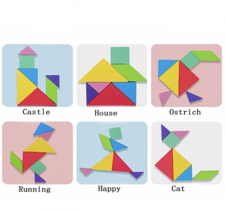 Joc Montessori, Tangram Magnetic, albastru [10]