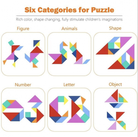 Joc Montessori, Tangram Magnetic, albastru [14]