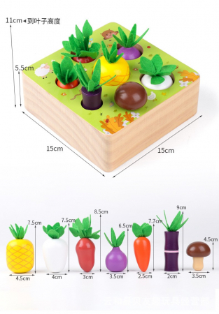 Joc motricitate Happy Farm, Culegem fructe si legume, din lemn [3]