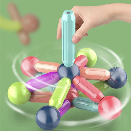 Joc STEM cuburi magnetice Magnetic Sticks 42 piese colorate pentru constructii [7]