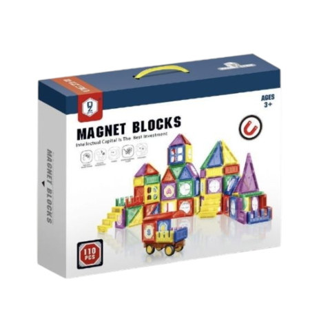 Jocuri si Jucarii - Joc STEM de constructie Mag Blocks, cu 110 piese magnetice